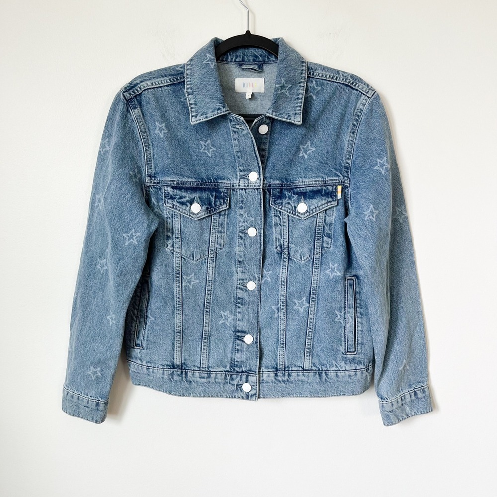 Rails Mulholland Denim Jacket Lady Liberty Star Print Womens Small